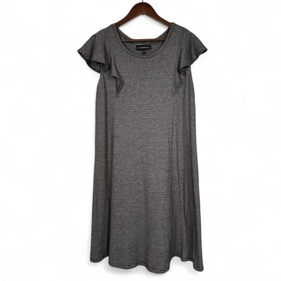 Lane Bryant Gray Striped Midi Dress - Picture 1 of 8